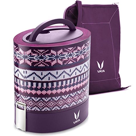 Vaya Tyffyn 1000 ml Insulated Lunch Box w.Bag Mat - Stainless Steel Leak-Resistant Food Storage Container - 100% BPA Free, Eco-Friendly & Reusable Lunch Box 23.5 oz (4.2 cups) total capacity