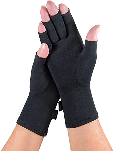 IMAK - Compression Arthritis Gloves for Pain and Stiffness of Hands, One Pair of 2 Gloves - Black, Medium