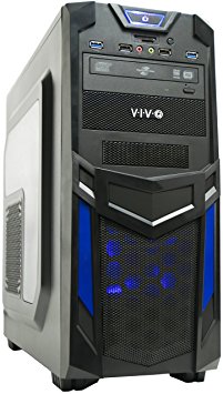 VIVO ATX Mid Tower Computer Gaming PC Case / Black Blue Desktop Shell / 3 Fan Mount, Dual USB 3.0 (CASE-V03B)