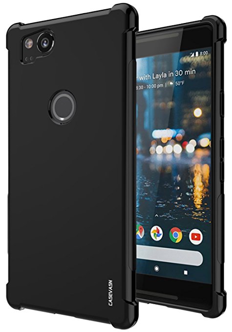 Google Pixel 2 Case, CASEVASN [Shockproof] Anti-Scratches Flexible TPU Gel Slim Fit Soft Skin Silicone Protective Case Cover For Google Pixel 2 (Black)