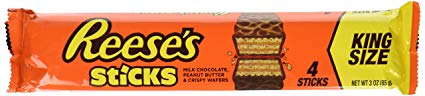 REESE'S Peanut Butter Candy Sticks, Halloween Candy, King Size (Pack of 24)
