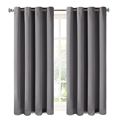 Balichun 2 Panels Blackout Curtains Thermal Insulated Solid Grommets Curtains for Bedroom/Living Room 52 by 84 Inch,Deep Grey