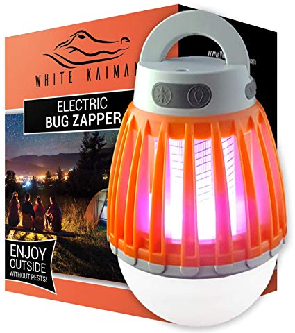 White Kaiman 2 in 1 Bug Zapper Outdoor - Rechargeable Waterproof Mosquito Killer Light Bulb for Indoors & Outdoors (Orange)