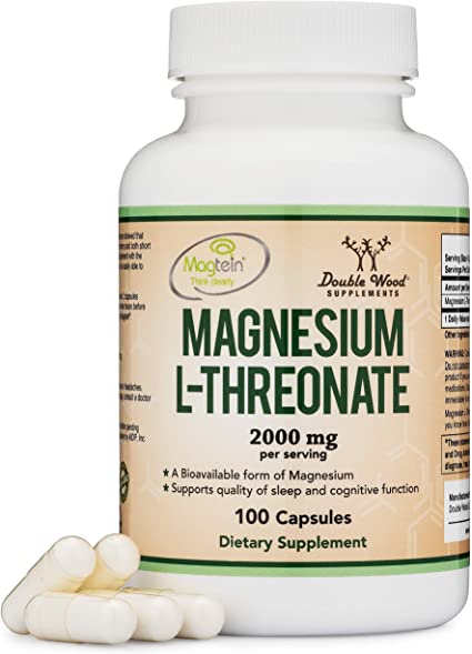 Magnesium L Threonate Capsules (Magtein) – High Absorption Supplement – Bioavailable Form – 2,000 mg – 100 Capsules