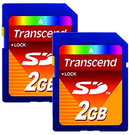 Lot of 2 Transcend 2GB SD Flash Memory Card TS2GSDC