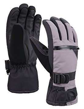 Men's 3M Thinsulate Weatherproof Touchscreen Snow Ski Gloves with Zipper Pocket