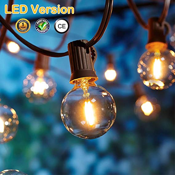 OxyLED LED Outdoor Garden String Lights, [Upgrade LED Version]Garden Patio Outside String Lights,Waterproof Indoor/Outdoor String Lights for Terrace Patio Xmas,25ft G40 12 LED Bulbs