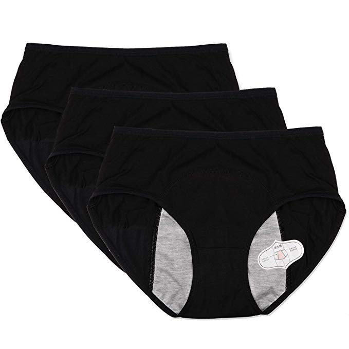 Funcy Women Menstrual Period Briefs Leakproof Panties Postpartum Bleeding Underwear（Pack of 3