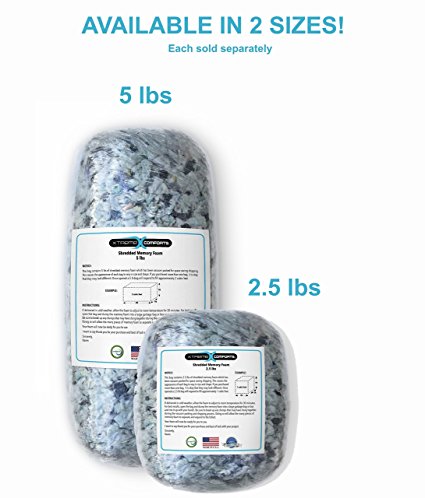 Shredded Memory Foam Fill for Bean Bags, Chairs, Pillows, Dog Beds, Cushions and Crafts. MADE IN THE USA with 100% CertiPUR-US Certified Foam. (5 Pounds)