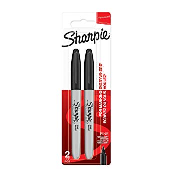 Sharpie Permanent Markers, Fine Tip, Black, Pack of 2