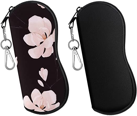 MoKo Sunglasses Soft Case 2 Pack, Ultra Light Portable Neoprene Zipper Glasses Case, Eyeglass Safety Pouch Box with Belt Clip