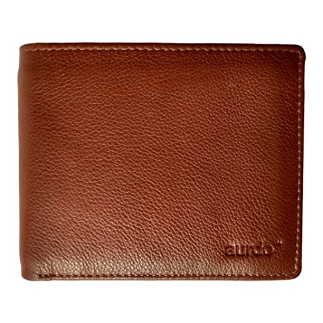 AurDo Mens Rfid Blocking Extra Capacity Leather Bifold Trifold Hybrid Wallet with Flipout Id