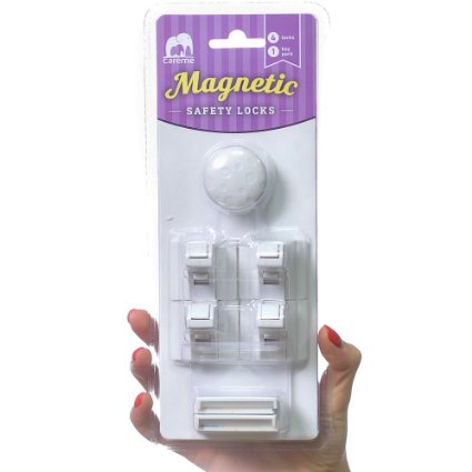CareMe 1Magnetic Door Lock Kit For Cabinets and Drawers - Child Baby Todlers Proof Safety System - No Drilling - 4 locks and 1 Key