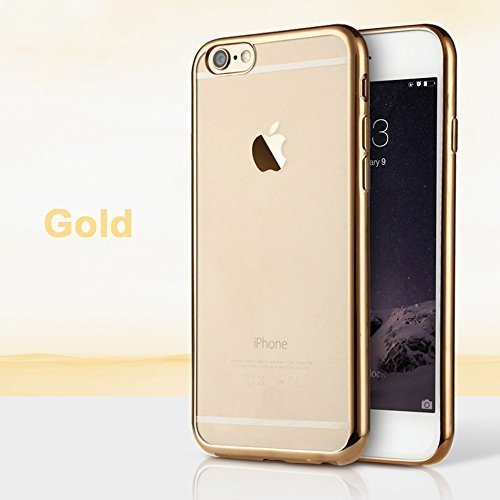 iPhone 6s Case,Slim Thin Transparent TPU Bumper Cover with Crystal Clear Anti-scratch and Anti-shock Back Plate for Apple iPhone 6,6s(gold)