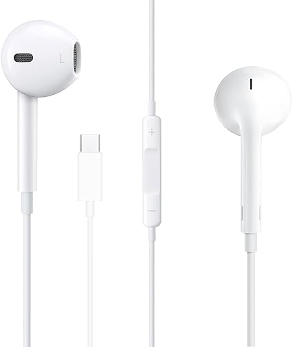 iPhone USB C headphones【Certifiés Apple MFi】 for iPhone 15/15 Pro/15 Pro Max，iPad Pro/Air Series，Apple Earphones Wired with Tpye C Connector,HiFi Stereo Noise Earbuds reduction with Mic Volume Control