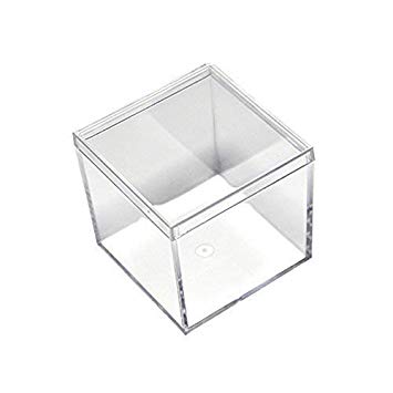 Fulemay Small Clear Acrylic Candy Boxes Cube Case 2×2×2 inches 48 Pack