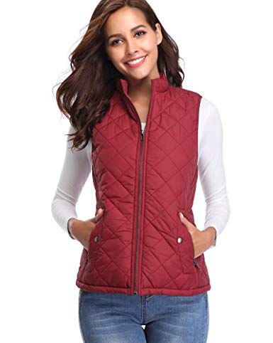 Argstar Women's Stand Collar Lightweight Padded Zip Vest Quilted Gilet