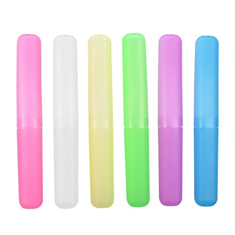 KLOUD City Pack of 6 Different Color Plastic Toothbrush Case Holder for Travel Use