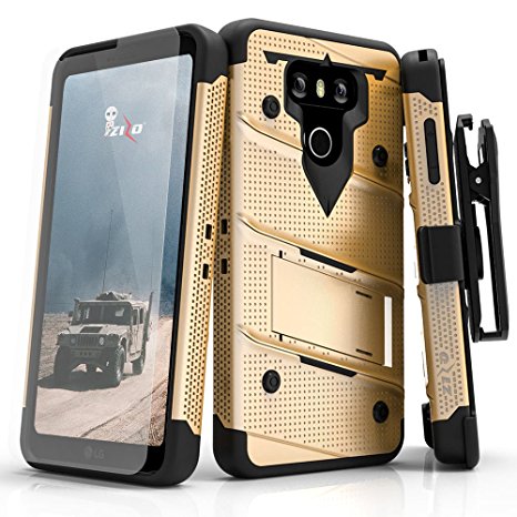 LG G6 Case, Zizo [Bolt Series] with FREE [LG G6 Screen Protector] Kickstand [12 ft. Military Grade Drop Tested] Holster Belt Clip - LG G6