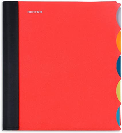 Mintra Office Durable PREMIUM Spiral Notebook, ((Red, 5 Subject, 8.5in x 11in)), Fabric Covered Coils, No Snags, Removable Adjustable Pocket Dividers, Ruler, Organization, Customizable