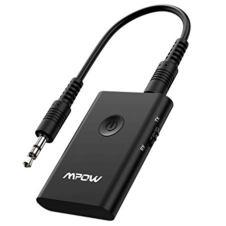 Mpow Bluetooth Receiver and Transmitter, 4.2 Switchable 3.5mm Wireless Audio Adapter, Support aptX, Multipoint Connection for Music, Audio Transmission for Car, TV, PC, Stereo System[Upgrade]