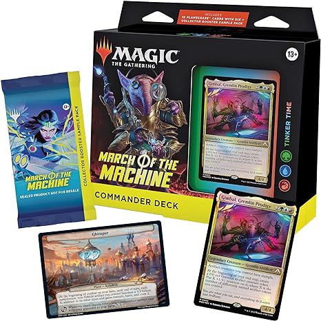 Magic: The Gathering March of the Machine Commander Deck - Tinker Time (100-Card Deck, 10 Planechase cards, Collector Booster Sample Pack   Accessories)