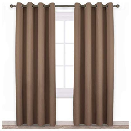 NICETOWN Outdoor Curtain Panel for Patio - Home Decorations Thermal Insulated Grommet Top Blackout Indoor Outdoor Curtains/Drapes for Outside Pavilion/Lounge (Tan, Double Panels, 52 x 95-Inch)