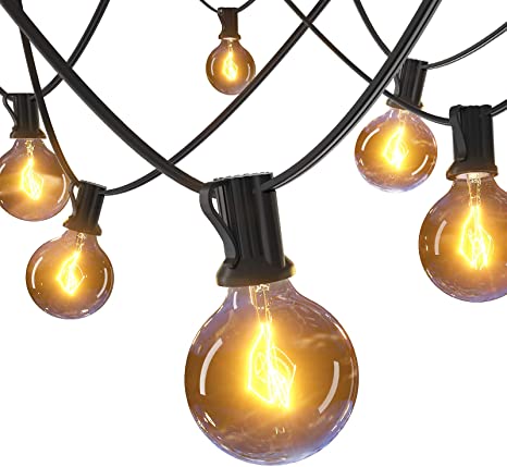 Tycholite Outdoor String Light 28ft Connectable Patio Lights with Edison G40 Globe Bulbs 12 E12 Hanging Socket, 2700K Waterproof Cafe String Lighting for Party Porch Bistro Backyard Balcony Deck Decor