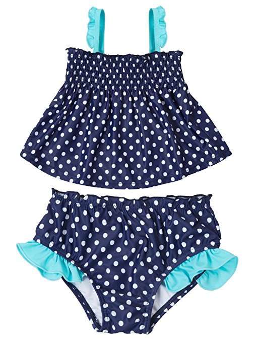 Attraco Baby Girls One Piece Skirt Swimsuit Toddler Swimwear Polka Dot Ruffle