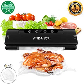 Vacuum Sealer, Automatic Food Vacuum Sealer Machine with 15pcs Saver Bags for Food Preservation, Compact Design,Dry & Moist Food Modes, Wine Vacuum Sealer with Free Plug.