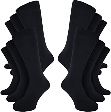 Kensington® Men’s 6 and 12 pairs Black Cotton Smart Design Socks Breathable Multipack 6-11 UK Argyle Stripes Heel & Toe Eco-Friendly Sock for Work