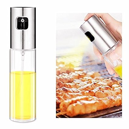 Oil Sprayer with Food-grade Glass Bottle and Stainless Steel Oil Dispensers Oil Sprayer Mister for Cooking Baking Salad and Barbecue Ur Best Partner in Kitchen