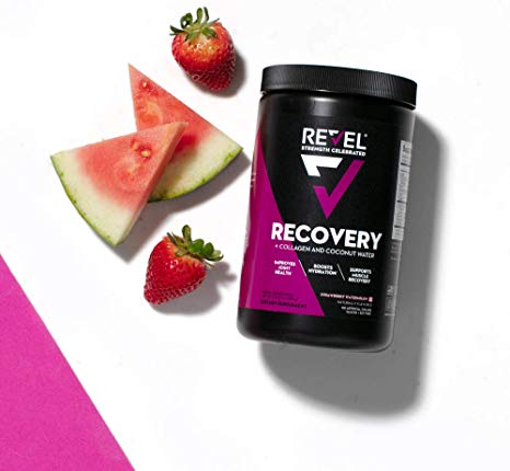 Revel Recovery for Women | BCAA Plus Collagen Powder | Essential Amino Acids and Coconut Water | Nutritional Supplement | Promote Energy Recovery Hydration | 30 Servings (Strawberry Watermelon)