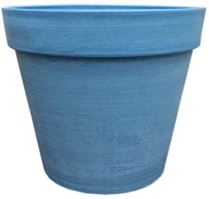 Spigo Contemporary UV-Protected Resin Flower Pot, 14 Inches, Blue