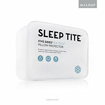 SLEEP TITE IceTech Waterproof Pillow Protector Set - Quiet, Breathable Fabric with Cooling Technology - Standard Pillow Encasements (Set of 2)