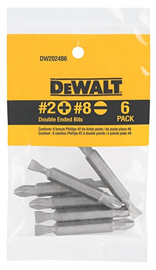 DEWALT DW2024B6 No. 2 Phillips/No. 8 Slotted Double Ended Bit, 6-Pack