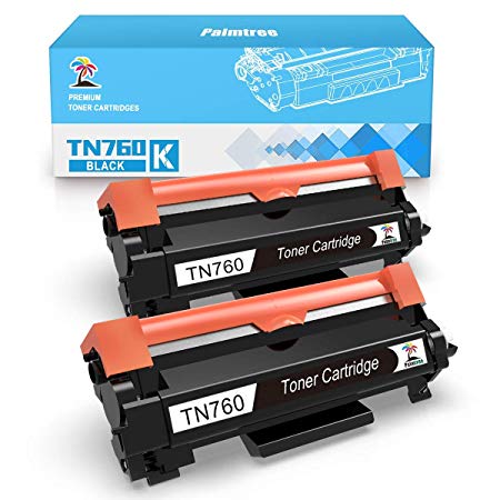 Palmtree Compatible Toner Cartridge Replacement with Chip for Brother TN760 TN730 TN-760 TN-730 for Brother MFC-L2730DW DCP-L2550DW HL-L2350DW (Black, 2 Pack)