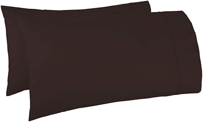 Mayfair Linen Pillow Case Set 500 Thread Count 100% Egyptian Cotton 2pc, Silky Soft & Durable (Dark Brown)