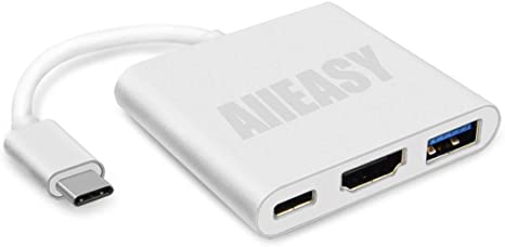 AllEasy USB-C Digital AV Multiport Adapter, USB Type C (Thunderbolt 3) to HDMI Adapter with USB 3.0 & Fast Charging Port for MacBook Pro 2019/2018/2017, MacBook Air, iPad Pro and More