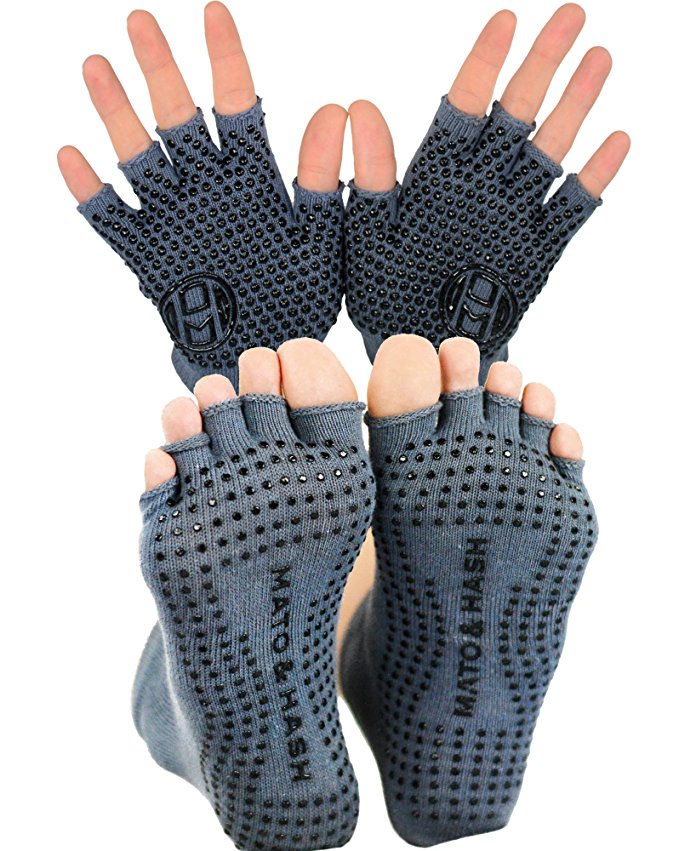 Yoga Gloves AND Socks COMBO PACK | Yoga Gear for Women & Men | by Mato & Hash