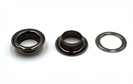 Innetoc Solid Brass Grommets Eyelets 100 Pack (3/8"(10x16.5), Gun Black)