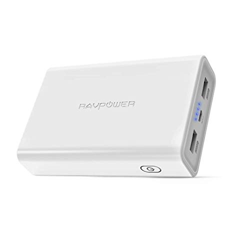 10000mAh Portable Charger RAVPower Power Banks, Ultra-Compact Battery Pack with 3.4A Output, Dual iSmart 2.0 USB Ports, Portable Phone Charger for iPhone, iPad and More