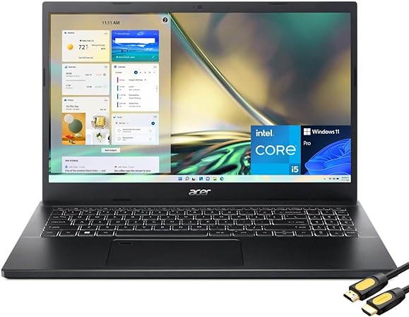 acer Aspire 7 Laptop, 15.6" FHD IPS Display, 12th Gen Intel Core i5-1240P, GeForce RTX 3050, 16GB DDR4, 1TB NVMe SSD, Backlit Keyboard, USB-C, Wi-Fi 6, Bluetooth, Webcam, PDG HDMI, Win 11 Pro