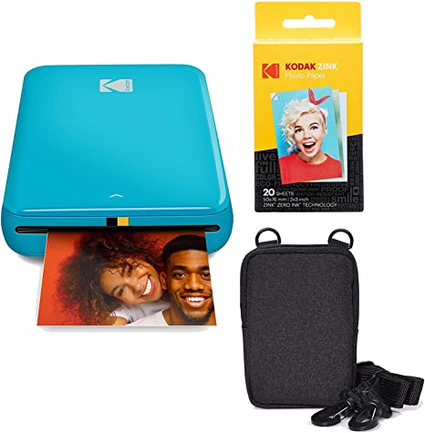 KODAK Step Instant Photo Printer With Bluetooth/NFC, ZINK Technology & KODAK App for iOS & Android (Blue) Go Bundle