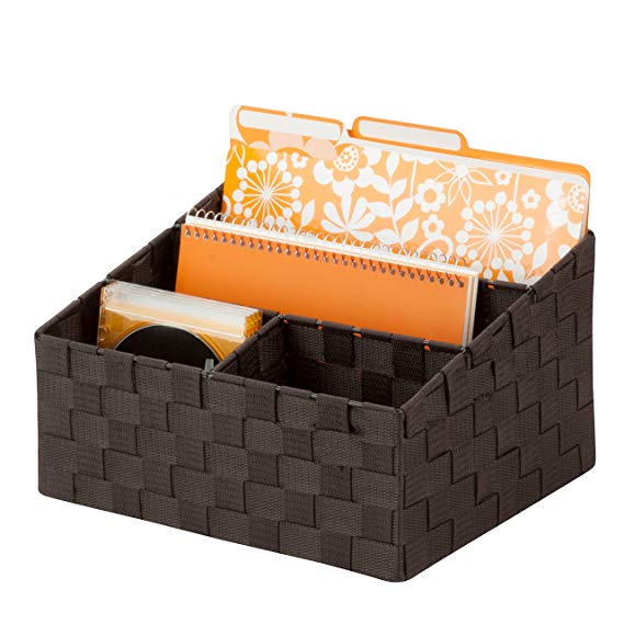 Honey-Can-Do OFC-03611 Woven Mail and File Desk Organizer, 12 x 10.25 x 7", Espresso