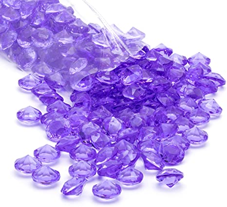 Royal Imports Acrylic Diamonds Gems Crystal Rocks for Vase Fillers, Party Table Scatter, Wedding, Photography, Party Decoration, Crafts, 1 LB (Approx 140-160 gems) - Purple