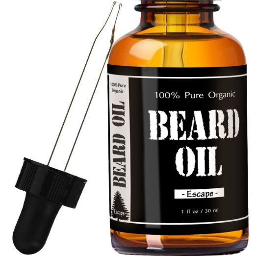 Escape Cedarwood Scent - #1 RATED Leven Rose Beard Oil and Leave-in Conditioner - Best Scented Beard Oil 100% Pure Organic Natural for Groomed Beard Growth, Mustache, Skin for Men - 1 Oz - Jojoba, Rosehip & Argan Oil