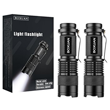 Boxuan Tactical LED Flashlight, Best Tools for Camping, Hiking, Hunting, Backpacking, Fishing, BBQ and EDC,Gifts for Men (Battery not included),Pack of 2