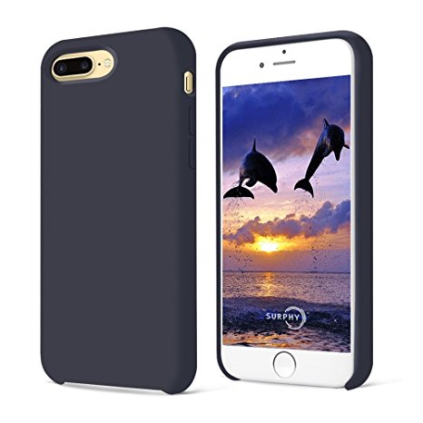iPhone 8 Plus Case, iPhone 7 Plus Case, SURPHY Liquid Silicone Gel Rubber iPhone 7 Plus Shockproof Case with Soft Microfiber Cloth Lining Cushion 5.5 inches,Blue