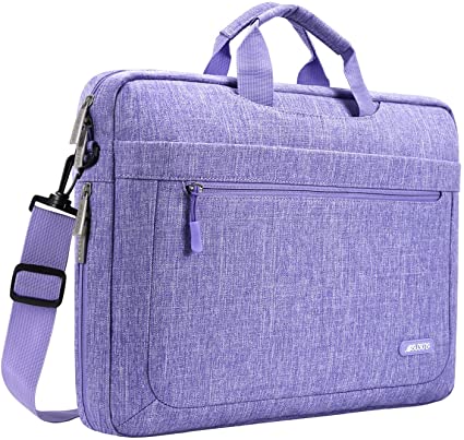 MOSISO Laptop Briefcase Shoulder Bag Compatible with MacBook Pro 16 inch A2141, 15-15.6 inch MacBook Pro, Notebook Polyester Messenger Carrying Sleeve with Adjustable Depth at Bottom, Purple